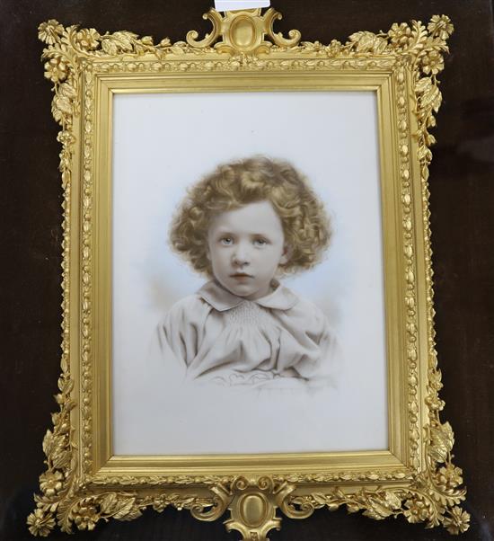 A Victorian gilt-framed portrait Overall 14 x 12in.